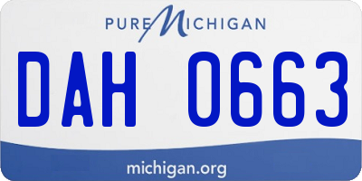 MI license plate DAH0663