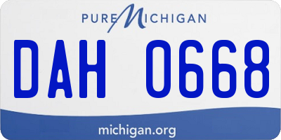 MI license plate DAH0668