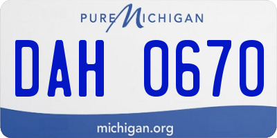 MI license plate DAH0670