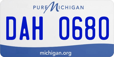 MI license plate DAH0680