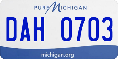 MI license plate DAH0703