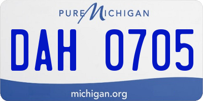 MI license plate DAH0705