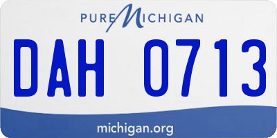 MI license plate DAH0713