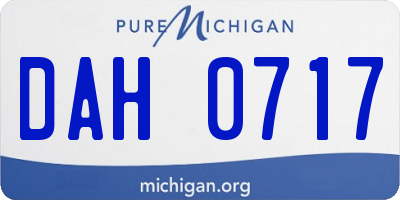 MI license plate DAH0717