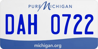 MI license plate DAH0722