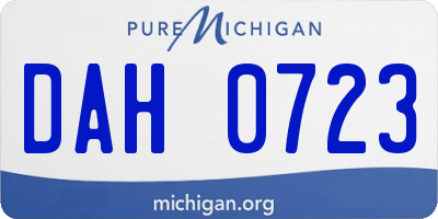 MI license plate DAH0723