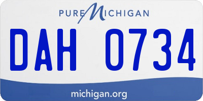 MI license plate DAH0734