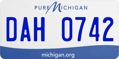 MI license plate DAH0742