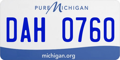 MI license plate DAH0760