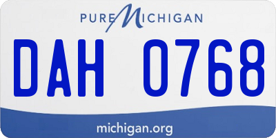 MI license plate DAH0768