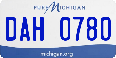 MI license plate DAH0780