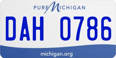 MI license plate DAH0786