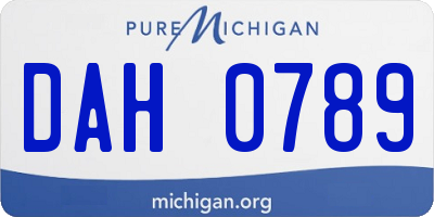 MI license plate DAH0789
