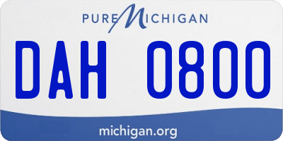 MI license plate DAH0800