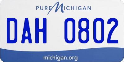 MI license plate DAH0802