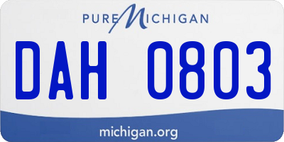 MI license plate DAH0803