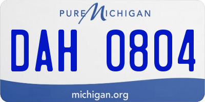 MI license plate DAH0804