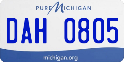 MI license plate DAH0805