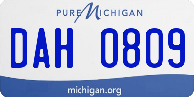 MI license plate DAH0809