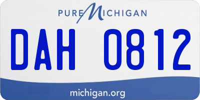 MI license plate DAH0812