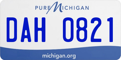 MI license plate DAH0821