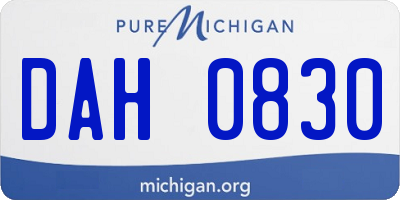 MI license plate DAH0830