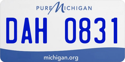 MI license plate DAH0831