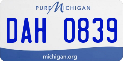 MI license plate DAH0839