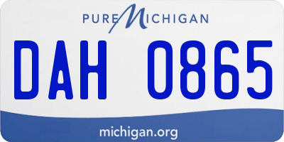 MI license plate DAH0865
