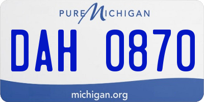 MI license plate DAH0870
