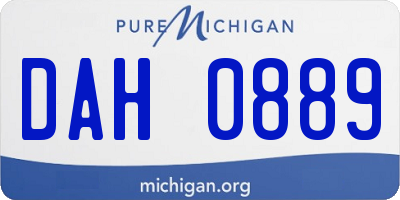 MI license plate DAH0889