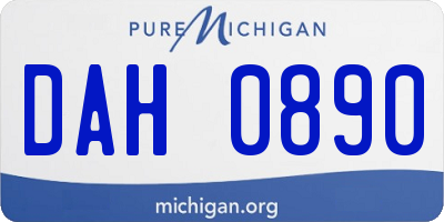 MI license plate DAH0890