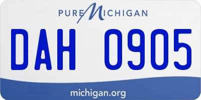 MI license plate DAH0905