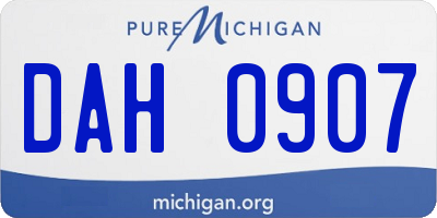 MI license plate DAH0907