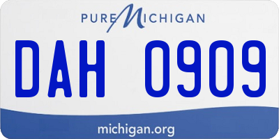 MI license plate DAH0909