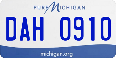 MI license plate DAH0910