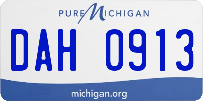MI license plate DAH0913