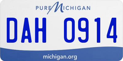 MI license plate DAH0914