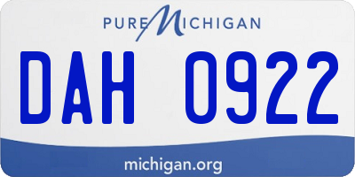 MI license plate DAH0922