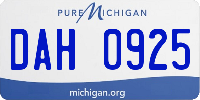 MI license plate DAH0925