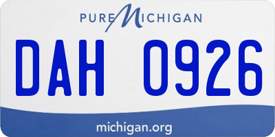 MI license plate DAH0926