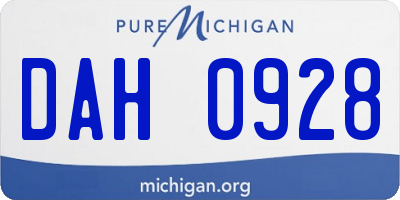 MI license plate DAH0928