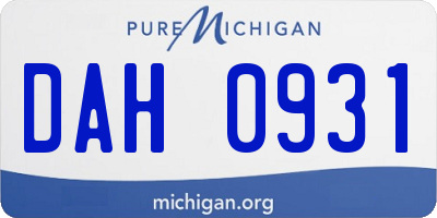 MI license plate DAH0931