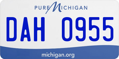 MI license plate DAH0955