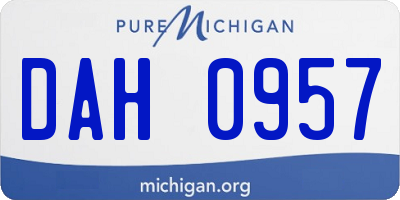 MI license plate DAH0957