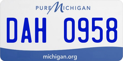 MI license plate DAH0958