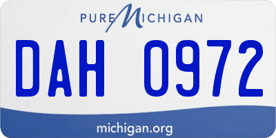 MI license plate DAH0972