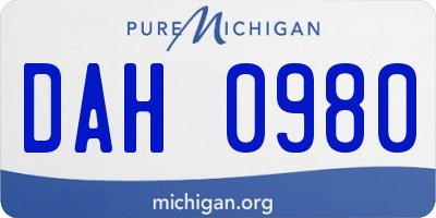 MI license plate DAH0980