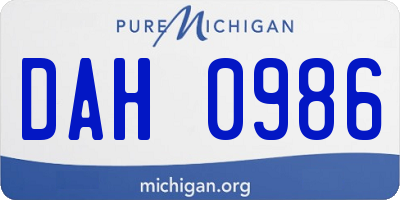MI license plate DAH0986