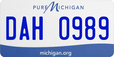 MI license plate DAH0989